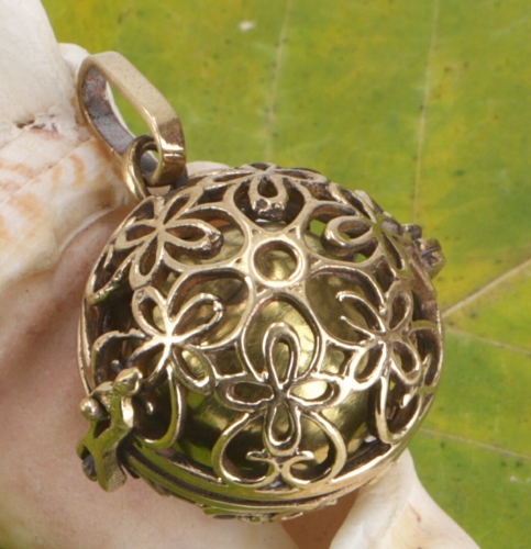 Angel caller, golden singing ball necklace pendant - model 11 - 4,5 cm 2,2 cm