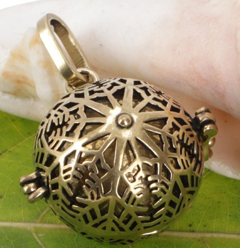 Angel caller, golden singing ball necklace pendant - model 10 - 4,5 cm 2,2 cm
