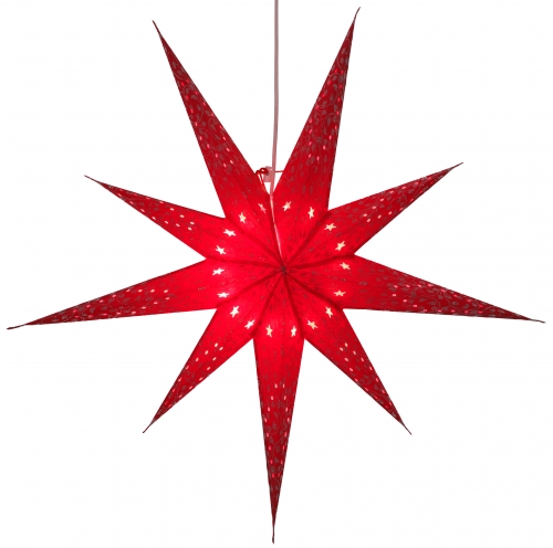 Foldable Advent illuminated paper star, poinsettia 80 cm - Fiore red