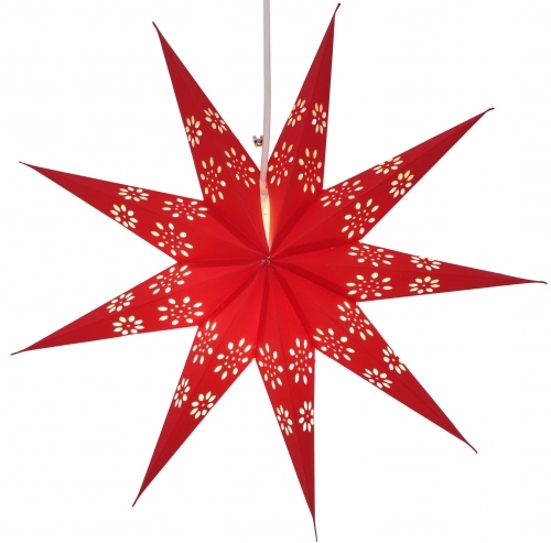 Foldable Advent illuminated paper star, poinsettia 40 cm - Phoenix red