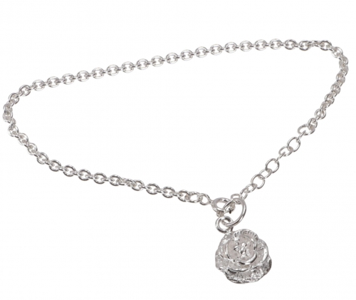 Silver bracelet, Boho bracelet - Rose 2 - 20 cm