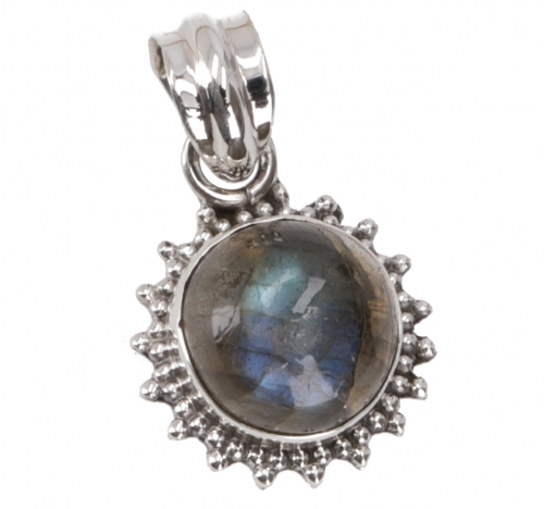 Silver pendant, small boho sun pendant - labradorite - 1,5x1,5x0,5 cm  1,5 cm