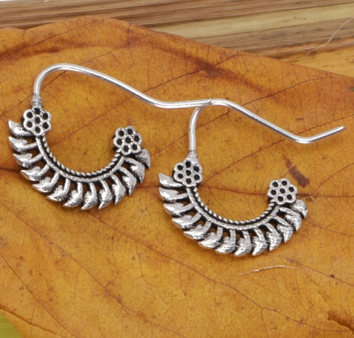 Silver tribal earrings, brass ethnic earrings - 2x2 cm