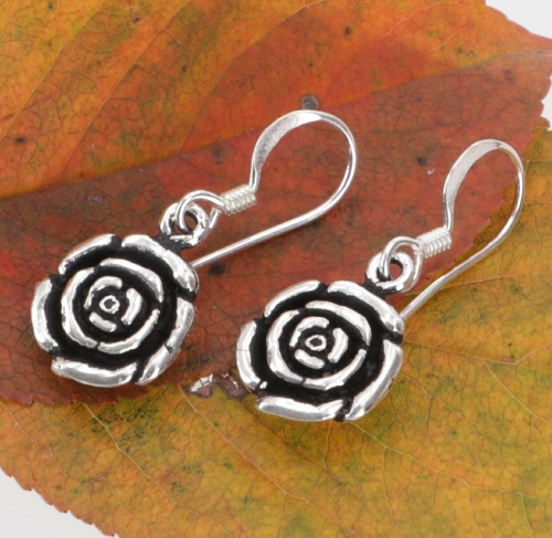 Ethno silver earrings `Blossom` - Model 2 - 2,5x0,5 cm 1,2 cm