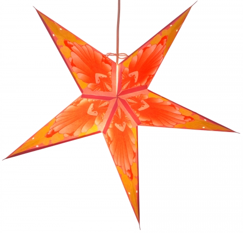 Foldable Advent illuminated paper star, poinsettia 60 cm - Floria orange