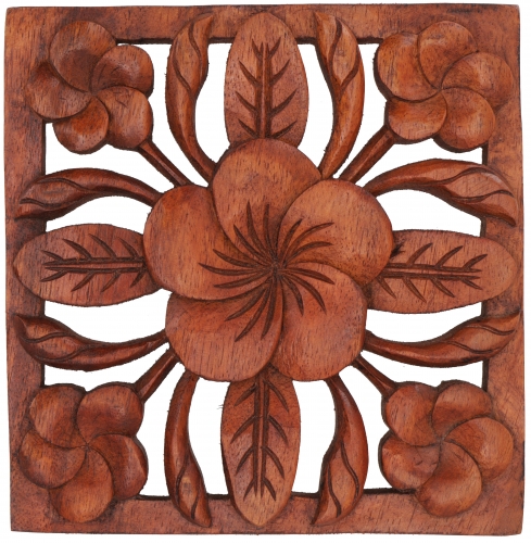 Carved mural decorative wall relief - flower - 18x18x2 cm 