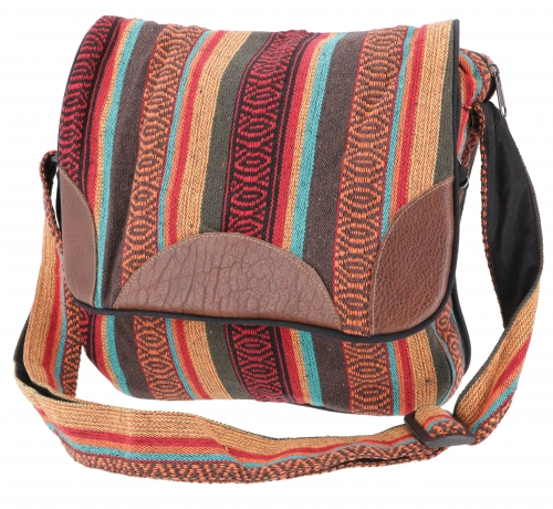 Woven laptop ethno shoulder bag, nepal bag - orange/brown - 30x35x15 cm 