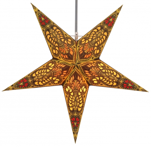 Foldable Advent illuminated paper star, poinsettia 60 cm - Menor yellow/mix