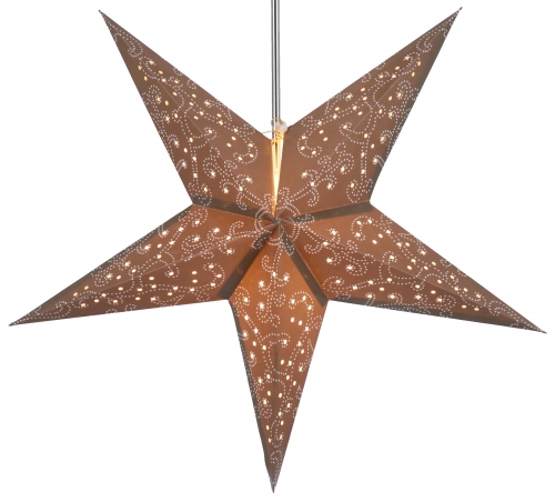 Foldable Advent illuminated paper star, poinsettia 60 cm - Tantalos brown