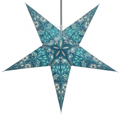Foldable Advent illuminated paper star, Christmas star 60 cm - Nestor turquoise/green