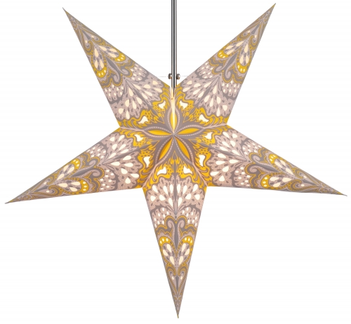 Foldable Advent illuminated paper star, Christmas star 60 cm - Nestor nature/yellow