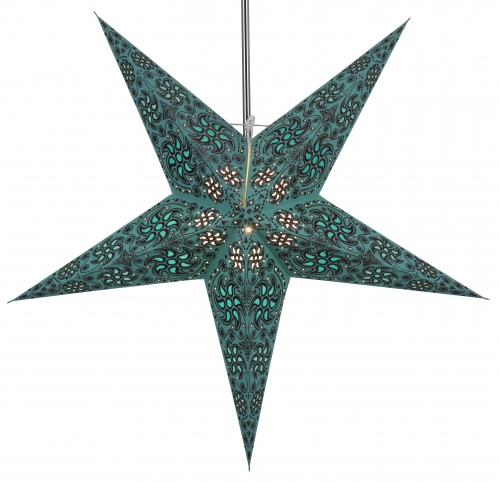 Foldable Advent illuminated paper star, poinsettia 60 cm - Anubis turquoise