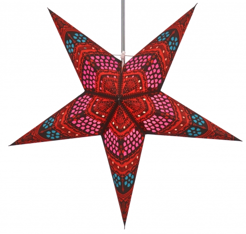 Foldable Advent illuminated paper star, Christmas star 60 cm - Horus red/turquoise