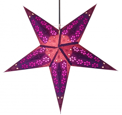 Foldable Advent illuminated paper star, poinsettia 60 cm - Minas violet