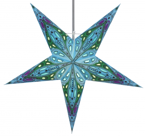 Foldable Advent illuminated paper star, poinsettia 60 cm - Marwin turquoise