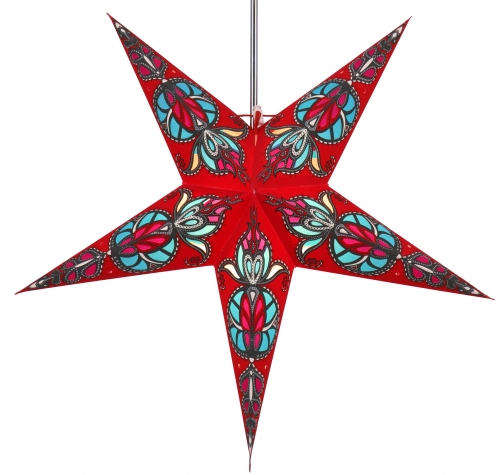 Foldable Advent illuminated paper star, poinsettia 60 cm - Medusa 2 red/turquoise