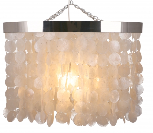 Ceiling lamp/ceiling light, shell light made of hundreds of capiz, mother-of-pearl plates - model Tabasco 50 - 50x70x35 cm 