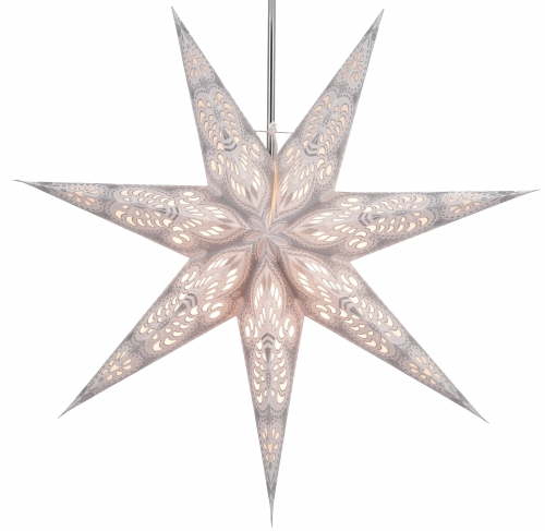 Foldable advent illuminated paper star, Christmas star 60 cm - Menorah 7 nature