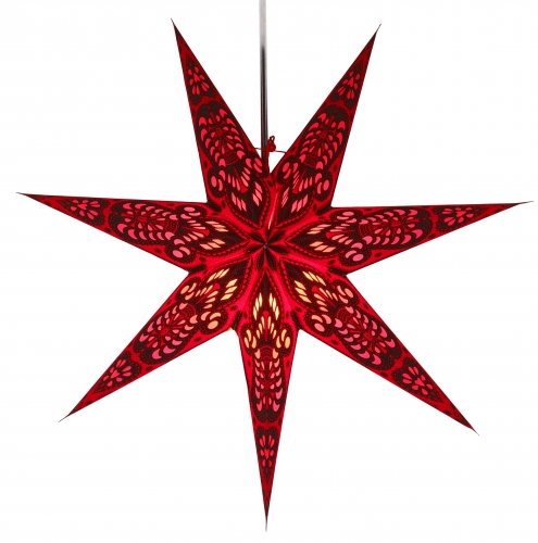 Foldable Advent illuminated paper star, Christmas star 60 cm - Menora 7 bordaux