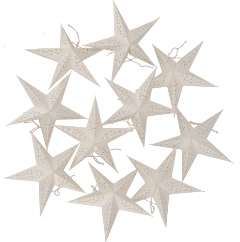 10 pcs. Paper stars for fairy lights 20 cm, foldable - white