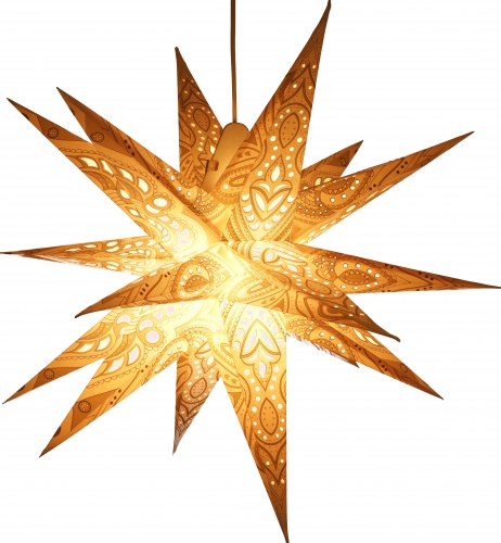 Foldable Advent illuminated paper star, 3D Christmas star - Multipointer Menoris nature - 60x60x60 cm  60 cm