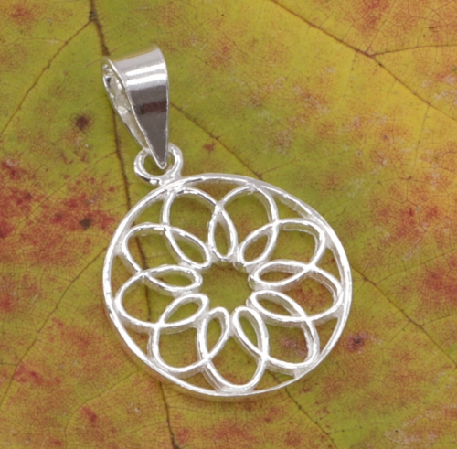 Silver pendant, Boho pendant `Flower of Life Talisman` Talisman - Model 13 - 2,8 cm 1,8 cm