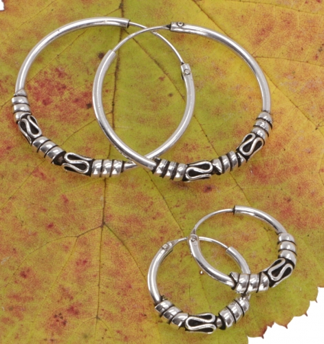 Ethno earrings, boho silver hoop earrings, hoop earrings in different sizes - model 8