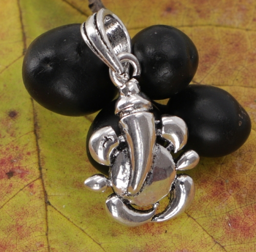 Amulet `sitting Ganesha`, silver brass chain pendant - model 4 - 1,5x1 cm