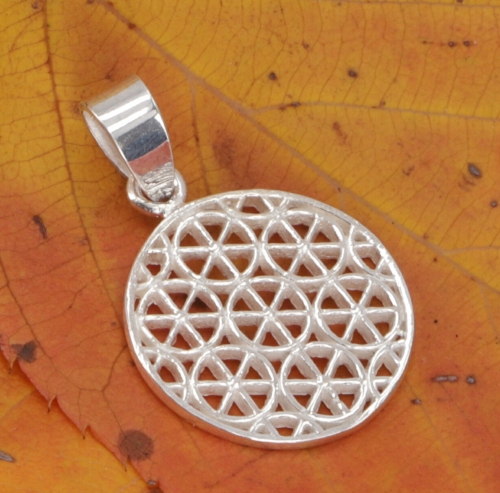 Silver pendant, Boho pendant `Flower of Life Talisman` Talisman - Model 9 - 2,8 cm 1,8 cm
