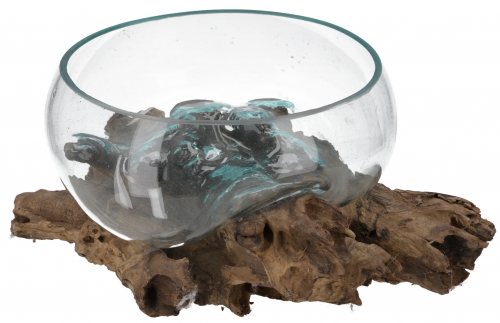 Burl wood vase, bowl, bowl -  glass 30 cm M6