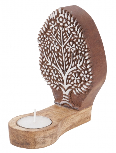 Indian tealight holder wooden stamp - model 1 - 13x8x9,5 cm 