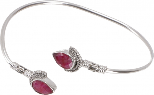 Boho bangle, bracelet with semi-precious stone - ruby quartz - 5x7 cm