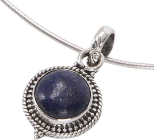 Silver pendant, small round boho pendant - lapis lazulite - 1,5x1,5x0,5 cm  1,5 cm