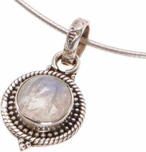 Silver pendant, small round boho pendant - moonstone - 1,5x1,5x0,5 cm  1,5 cm