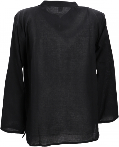 Nepal Fischerhemd, Goa Hippie Hemd, Yogahemd, Freizeithemd - schwarz