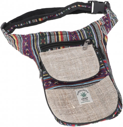 Hemp ethno sidebag, Nepal belt bag - model 10 - 25x20x4 cm 