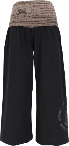 Wide Marlene pants, Buddha wellness pants, yoga pants, boho pants with wide waistband - black/khaki