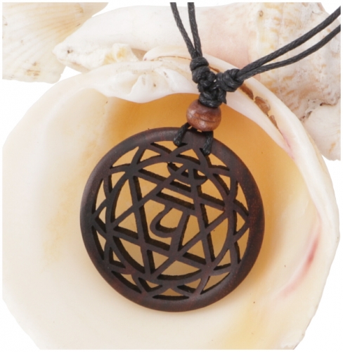 Chakra necklace, boho chakra necklace made of wood - Anahta 3,5 cm