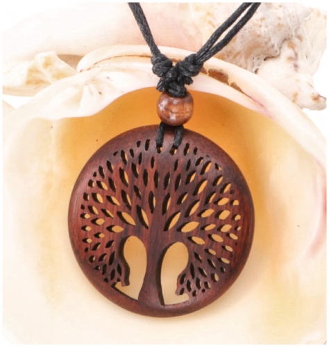 Ethno wooden jewelry necklace, surfer necklace - Tree of life 3 3,5 cm