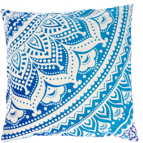 Mandala cushion cover, printed boho cushion cover - blue - 40x40x0,5 cm 