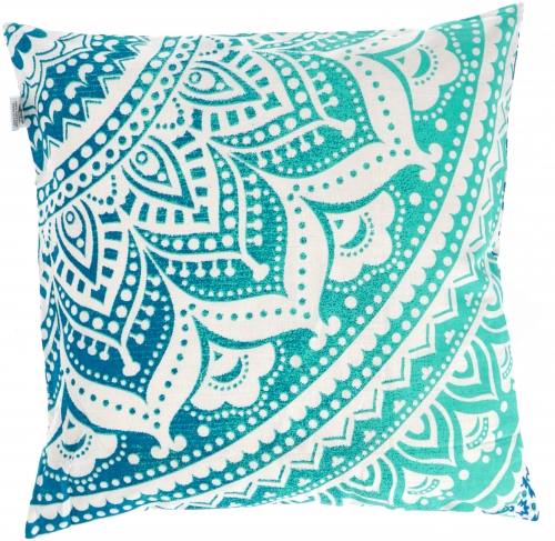 Mandala cushion cover, printed boho cushion cover - turquoise - 40x40x0,5 cm 