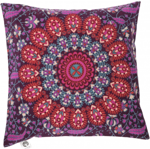 Boho cushion cover mandala, printed folklore cushion - plum/red - 40x40x0,5 cm 