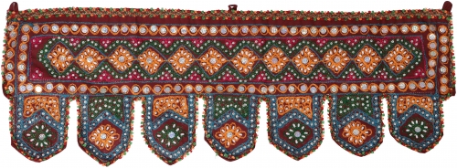 Indischer Wandbehang, Orientalischer Wimpel mit Pailletten, Trbehang - bordeauxrot - 30x85x0,2 cm 