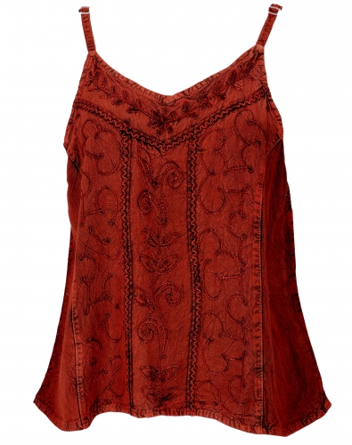 Embroidered top boho chic, loose summer top - red