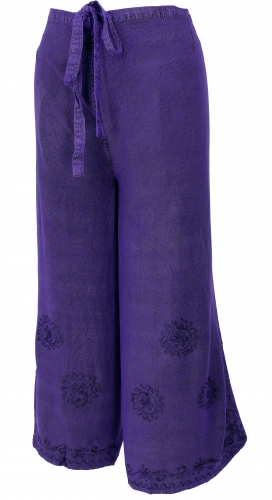 Palazzo pants, long boho culottes, wrap pants, summer pants purple - model 5