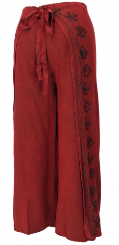 Palazzo pants, long boho culottes, wrap pants, summer pants red - model 6