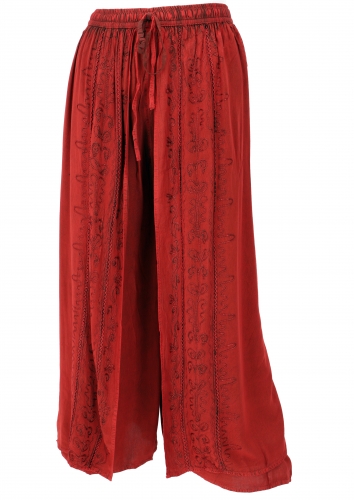 Palazzo pants, long boho culottes, oriental pants, embroidered summer pants - red
