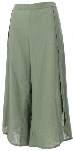 Palazzo pants, boho culottes, open summer pants - light olive green