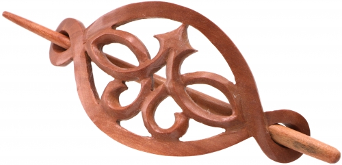 Ethno Holz Haarspange mit Stab, Boho Haarschmuck - Ornament - 13x5 cm