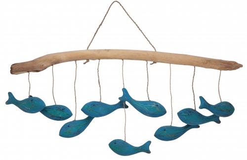 Mobile made of wood, handmade in Indonesia - Fish school - 50x70x4 cm 
